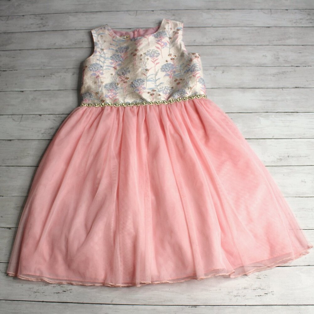 Purple Rose Girl's Party Dress Size 16 Pink Tulle Mesh Embroidered Jewel